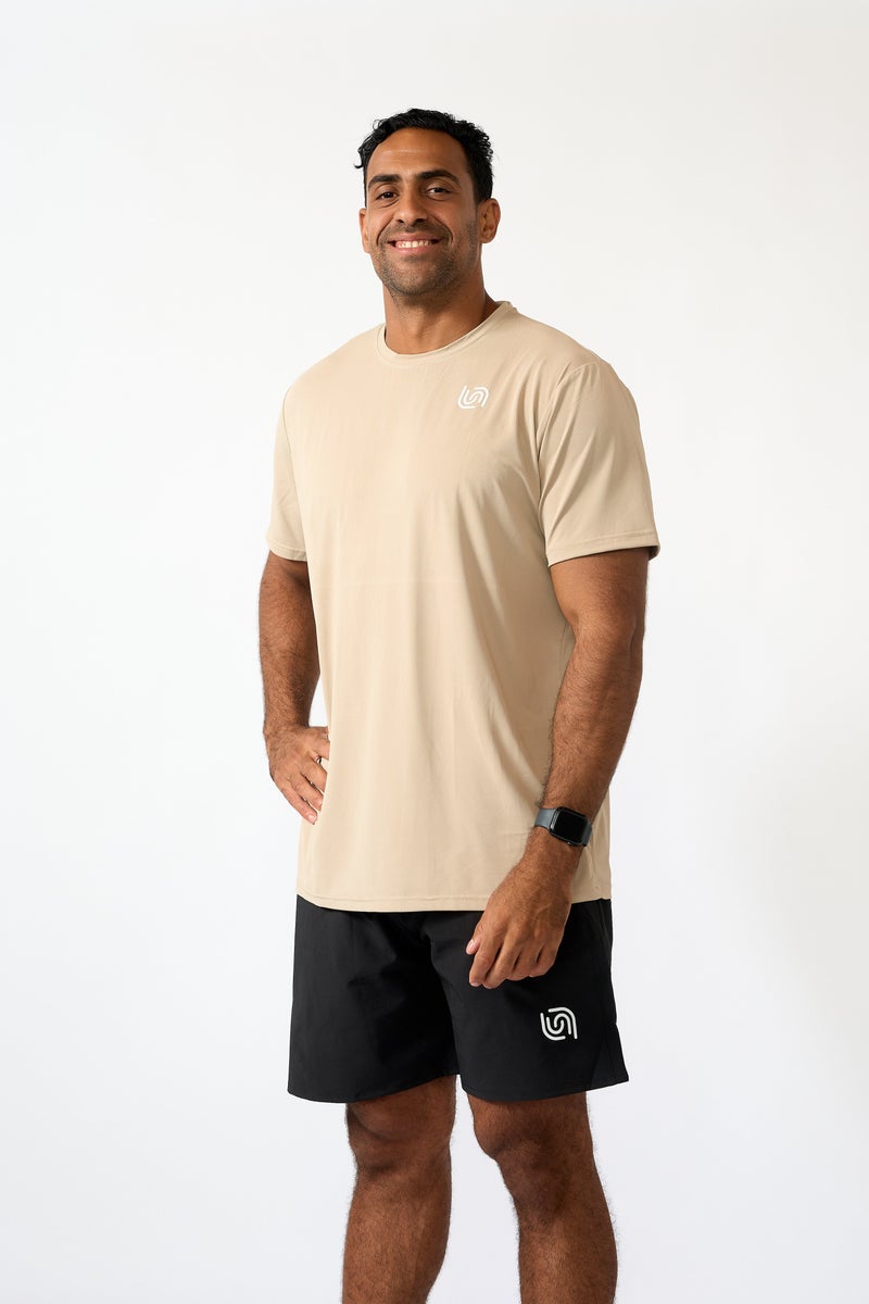Beyond Men's Beige  Regular Fit T-shirt - Image 3